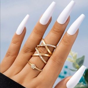 Rhinestone Ring 2pcs, Size 7